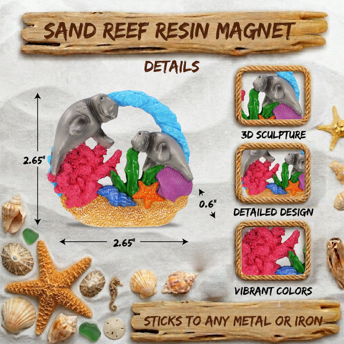 RESIN MAGNET - SAND REEF - MANATEE