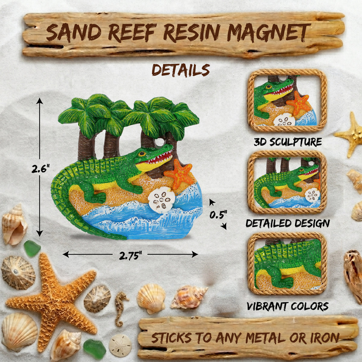 RESIN MAGNET - SAND REEF - ALLIGATOR