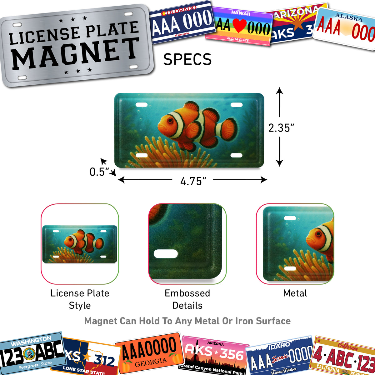 LICENSE PLATE MAGNET - CLOWNFISH