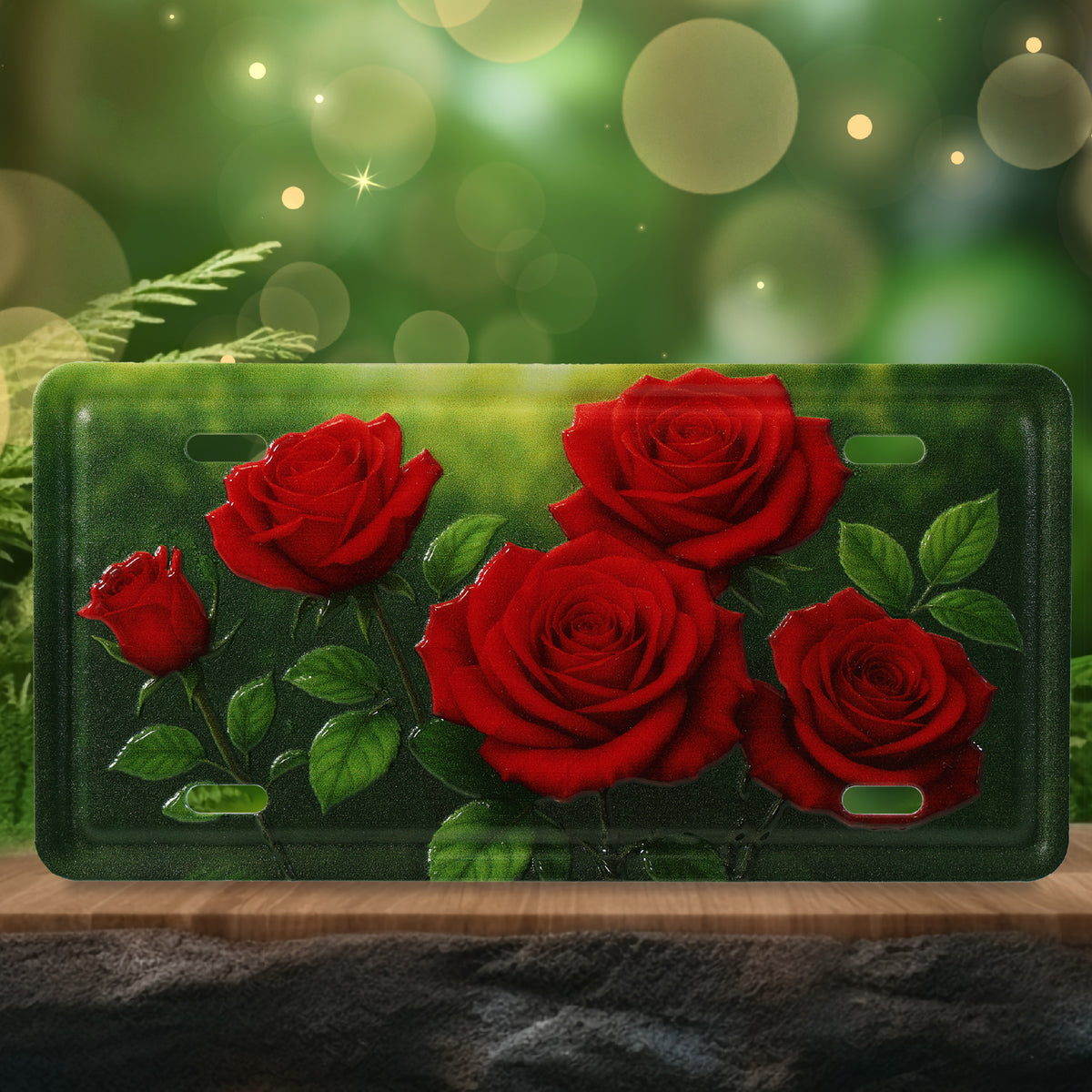 LICENSE PLATE MAGNET - ROSES