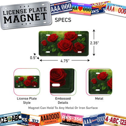 LICENSE PLATE MAGNET - ROSES