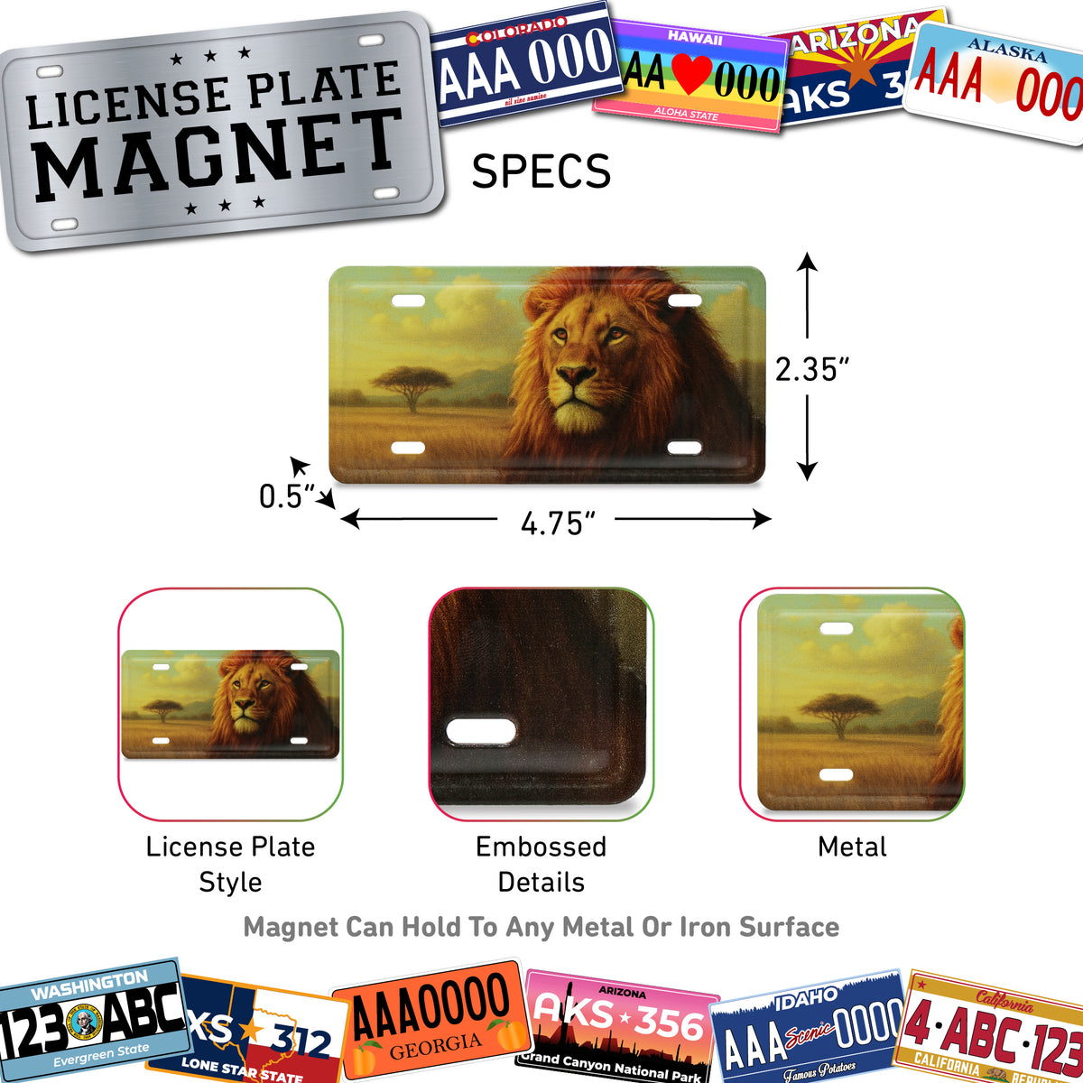 LICENSE PLATE MAGNET - LION