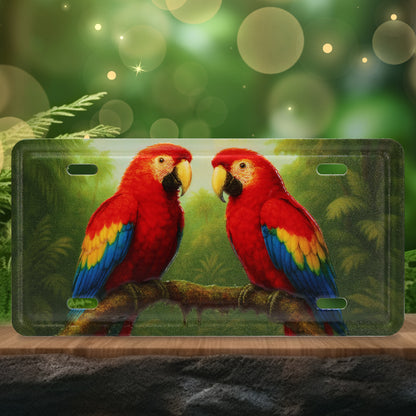 LICENSE PLATE MAGNET - RED PARROTS