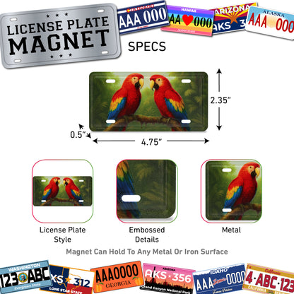 LICENSE PLATE MAGNET - RED PARROTS