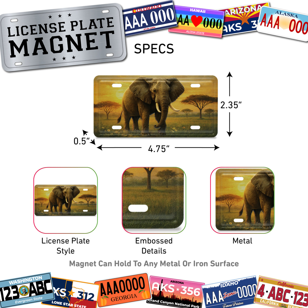 LICENSE PLATE MAGNET - ELEPHANT