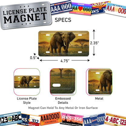 LICENSE PLATE MAGNET - ELEPHANT