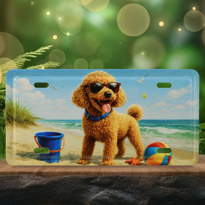 LICENSE PLATE MAGNET - PUPPY BEACH DAY