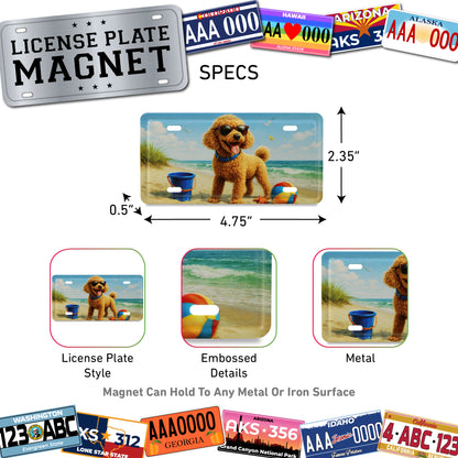 LICENSE PLATE MAGNET - PUPPY BEACH DAY