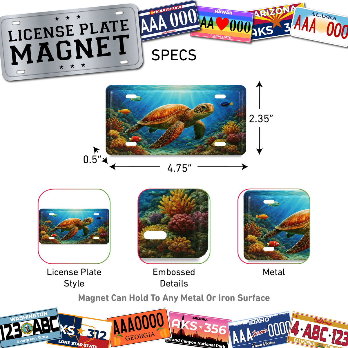 LICENSE PLATE MAGNET - SEA TURTLE