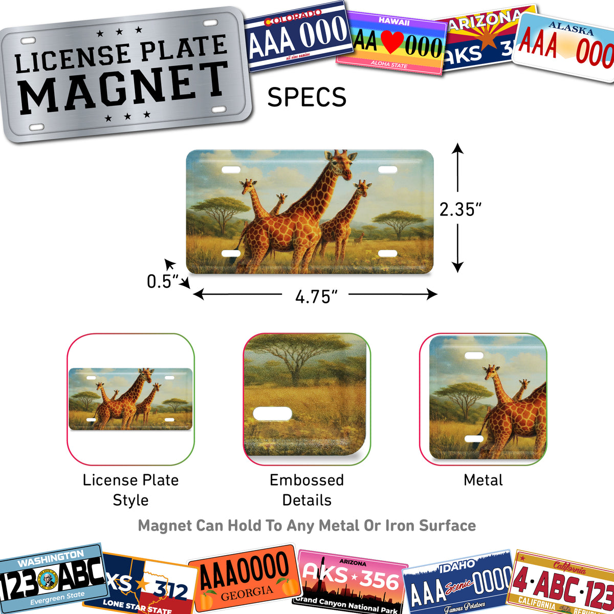 LICENSE PLATE MAGNET - GIRAFFE