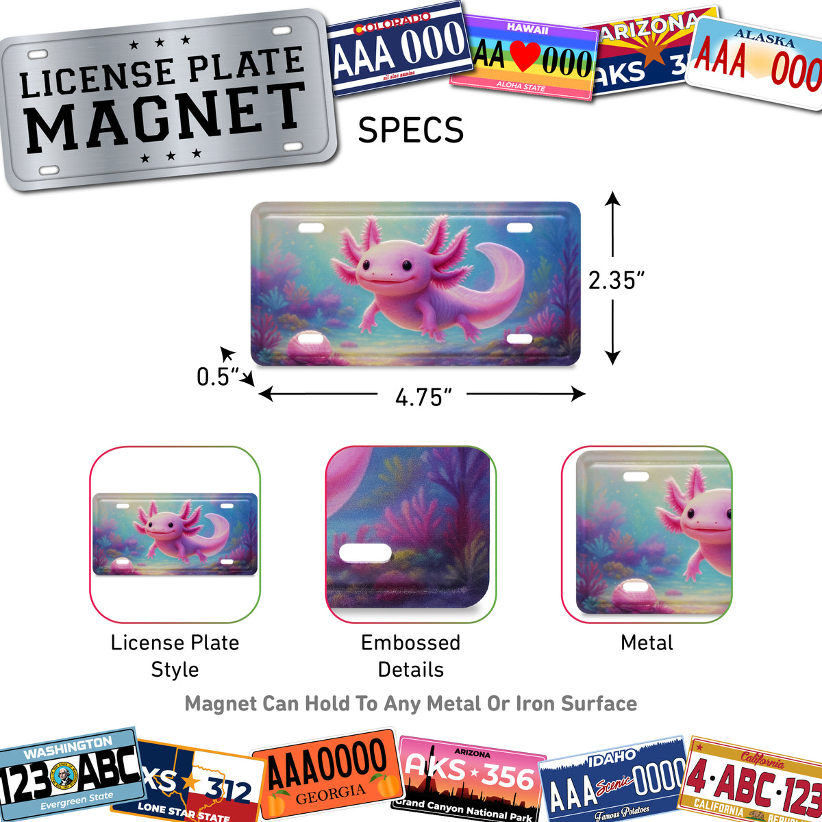 LICENSE PLATE MAGNET - PASTEL AXOLOTL