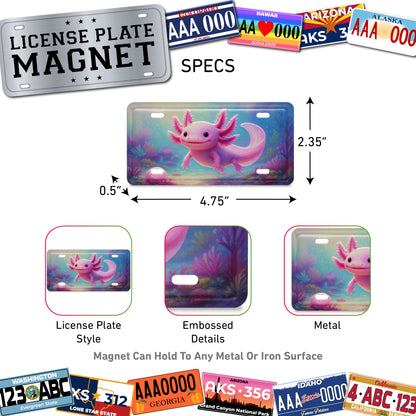 LICENSE PLATE MAGNET - PASTEL AXOLOTL