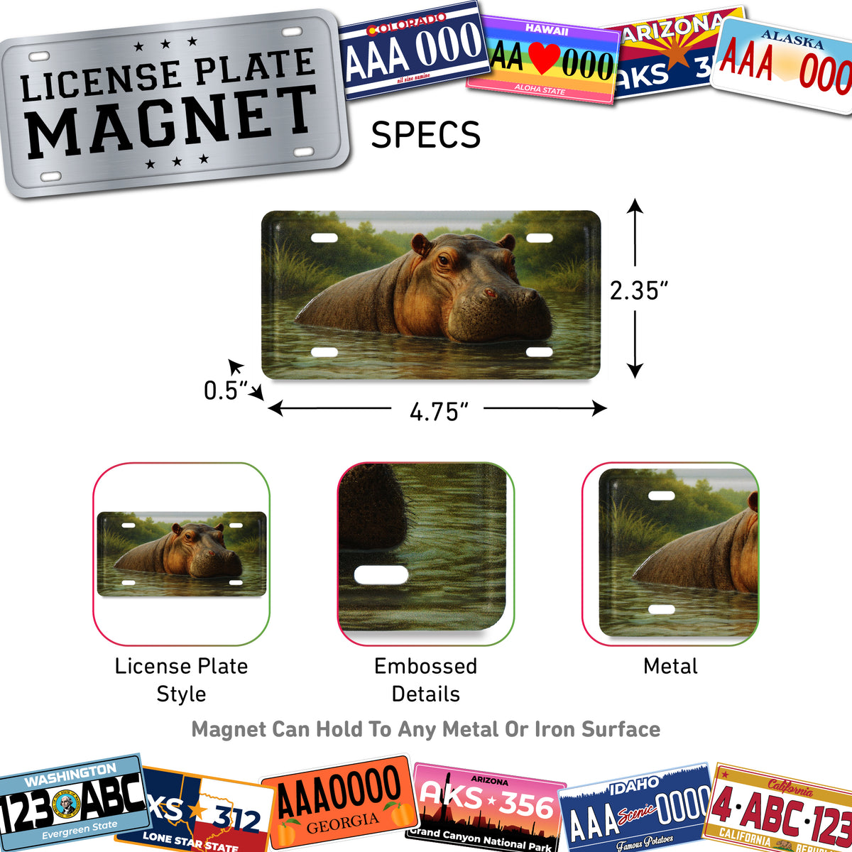 LICENSE PLATE MAGNET - HIPPO