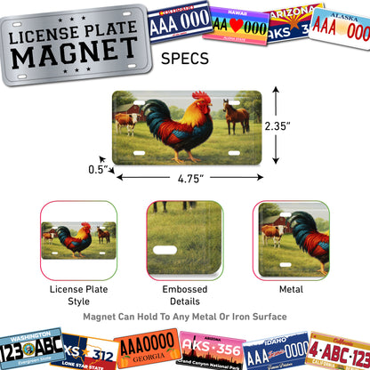 LICENSE PLATE MAGNET - ROOSTER