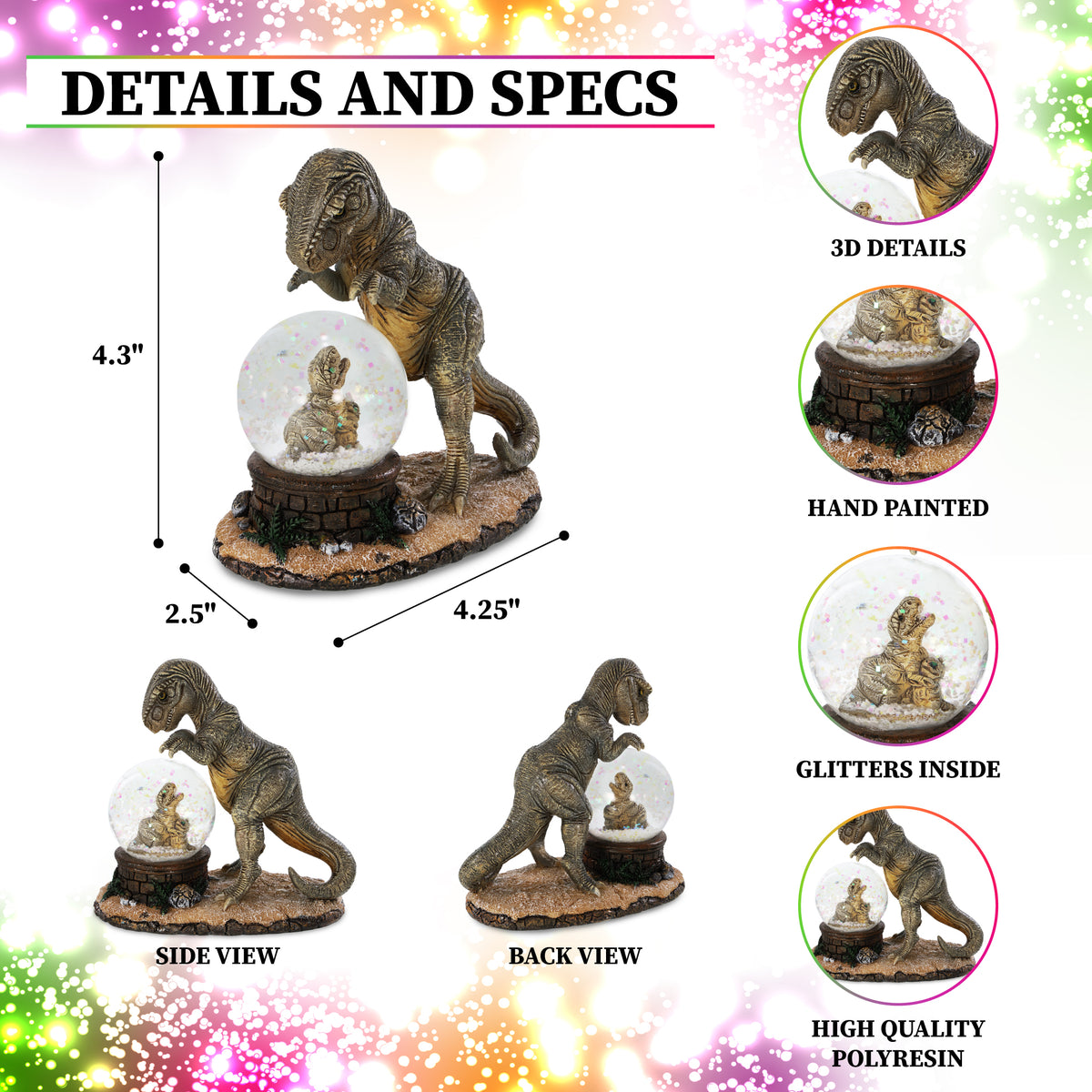 SNOW GLOBE - T-REX (45MM)