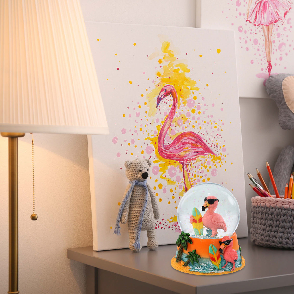 SNOW GLOBE - FLAMINGO (65MM)