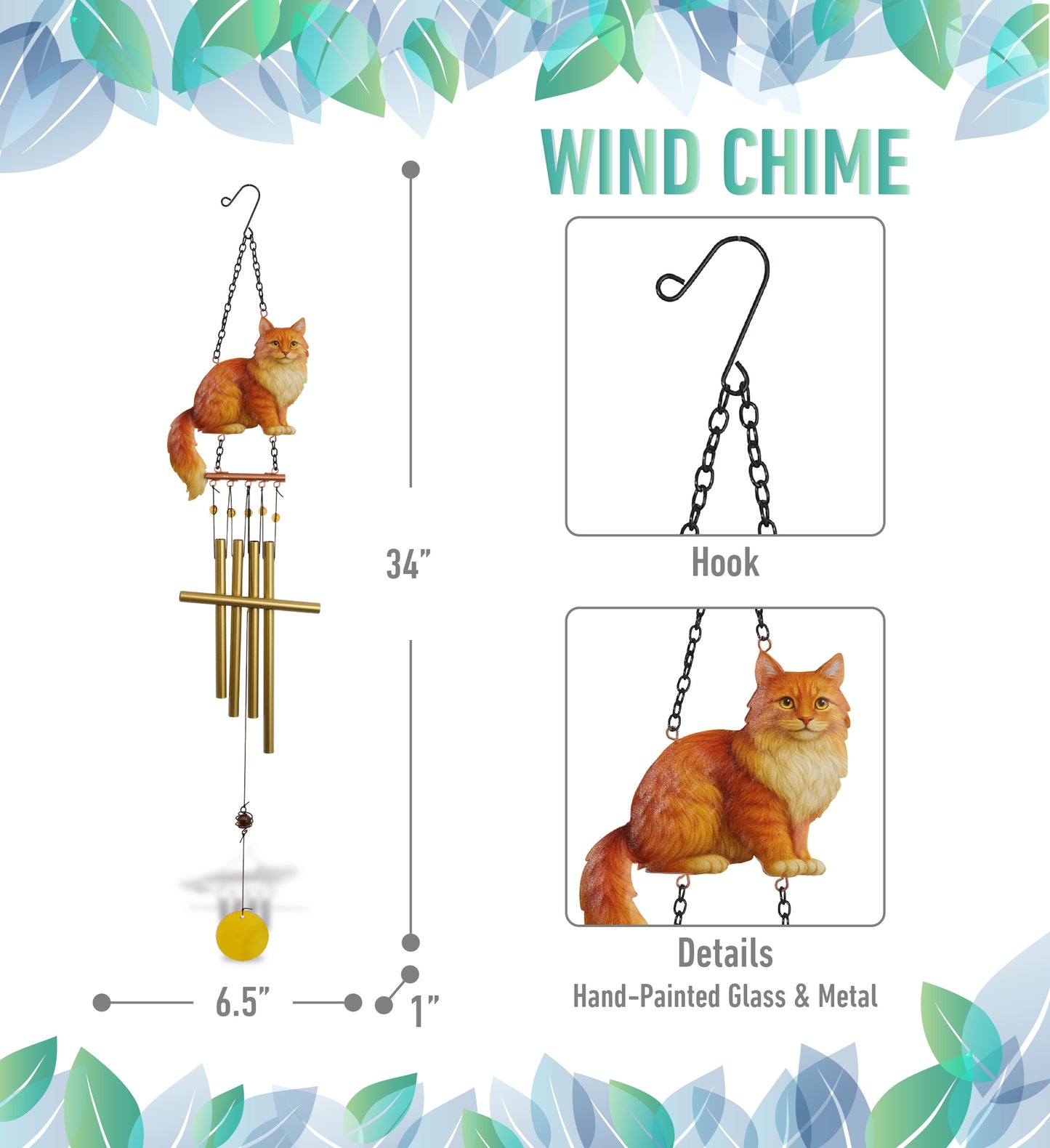 WIND CHIME - GINGER LONGHAIR CAT