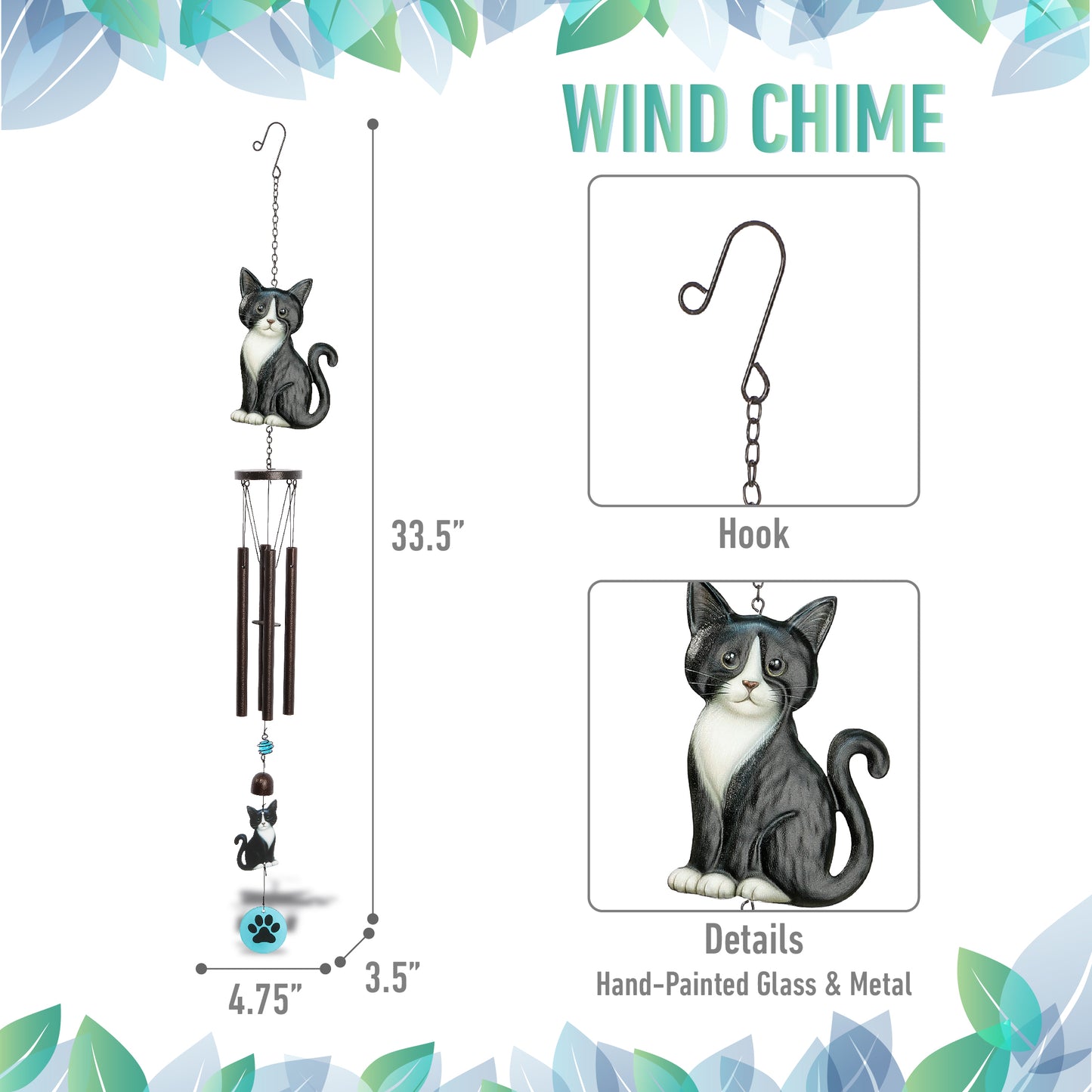 WIND CHIME - TUXEDO CAT