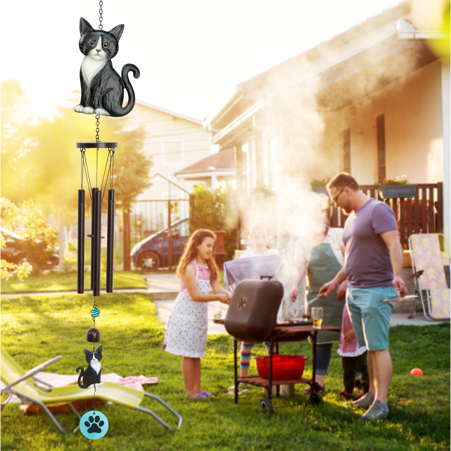 WIND CHIME - TUXEDO CAT