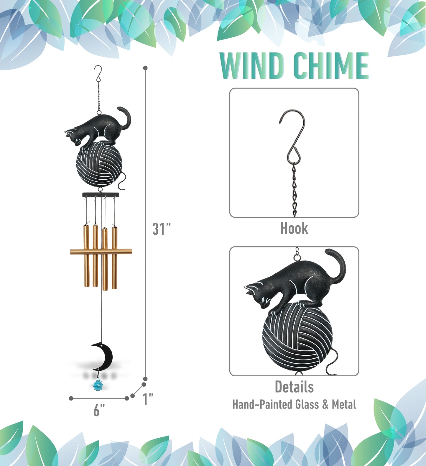 WIND CHIME - CAT PLAYING WITH YARN BALL