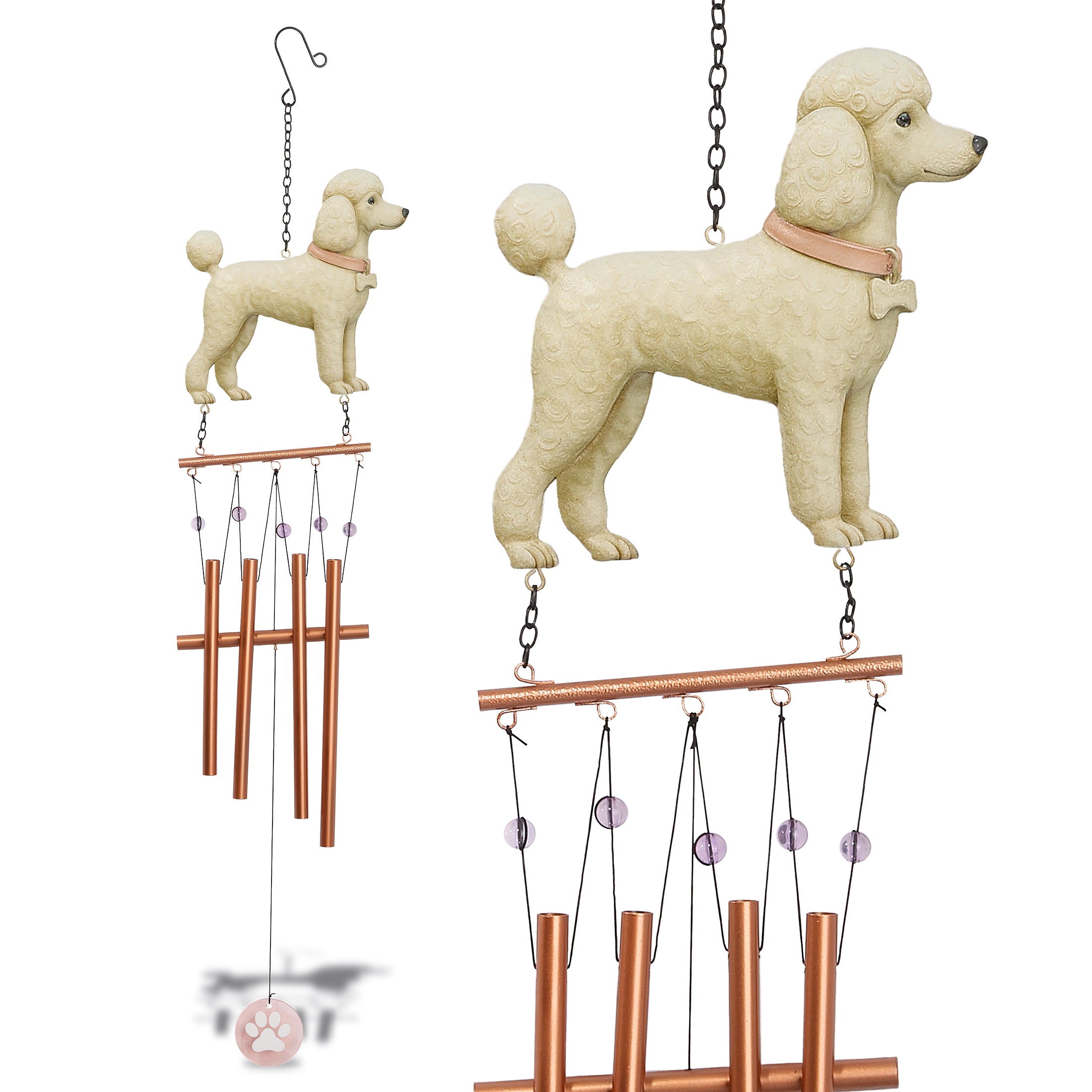 WIND CHIME - WHITE POODLE DOG