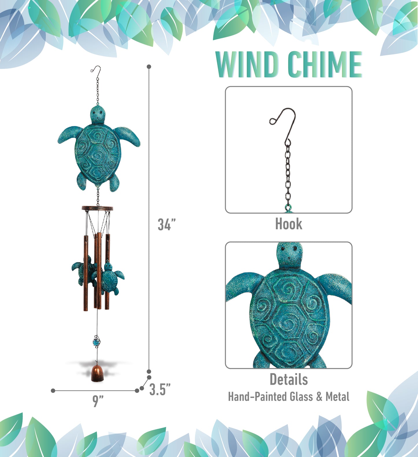 WIND CHIME - RUSTIC SEA TURTLE
