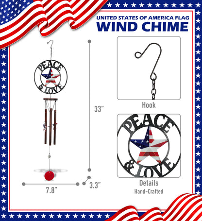 WIND CHIME - PEACE & LOVE - USA FLAG