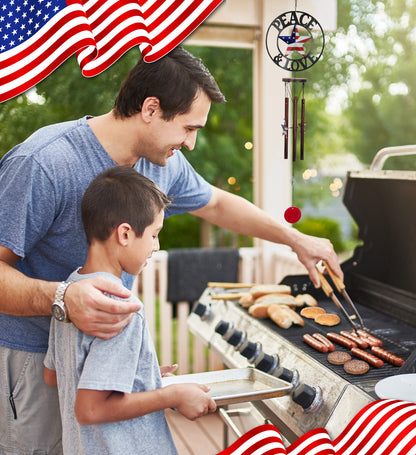 WIND CHIME - PEACE & LOVE - USA FLAG