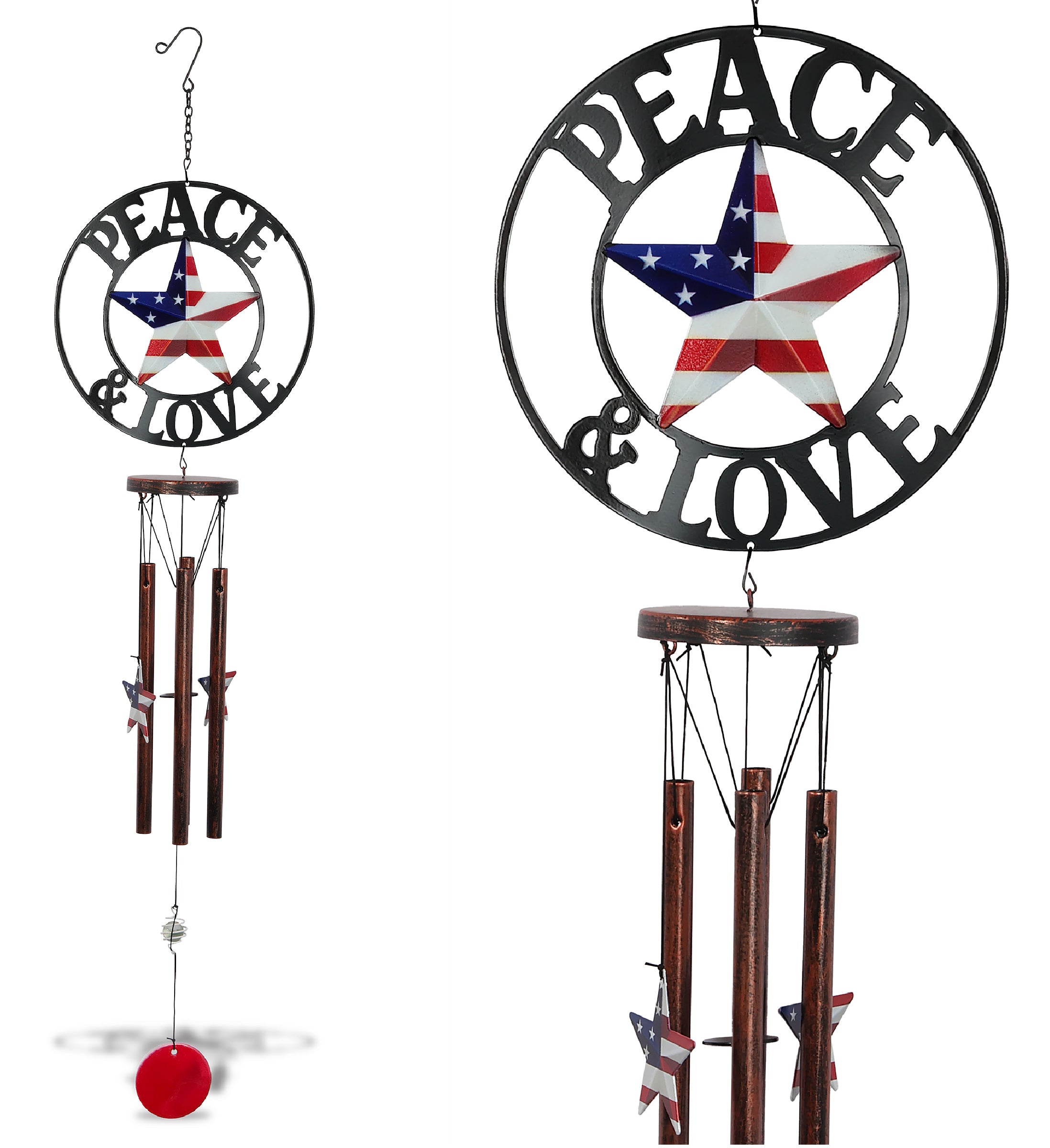 WIND CHIME - PEACE & LOVE - USA FLAG