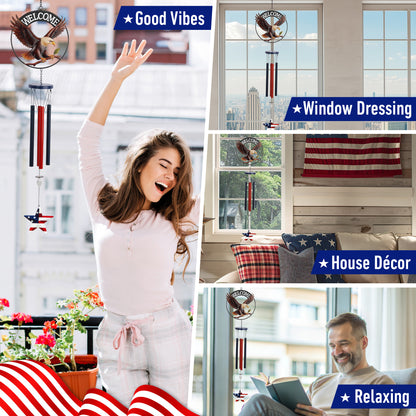 WIND CHIME - WELCOME EAGLE - USA FLAG