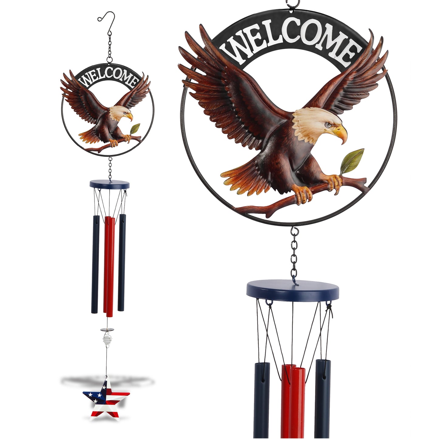 WIND CHIME - WELCOME EAGLE - USA FLAG