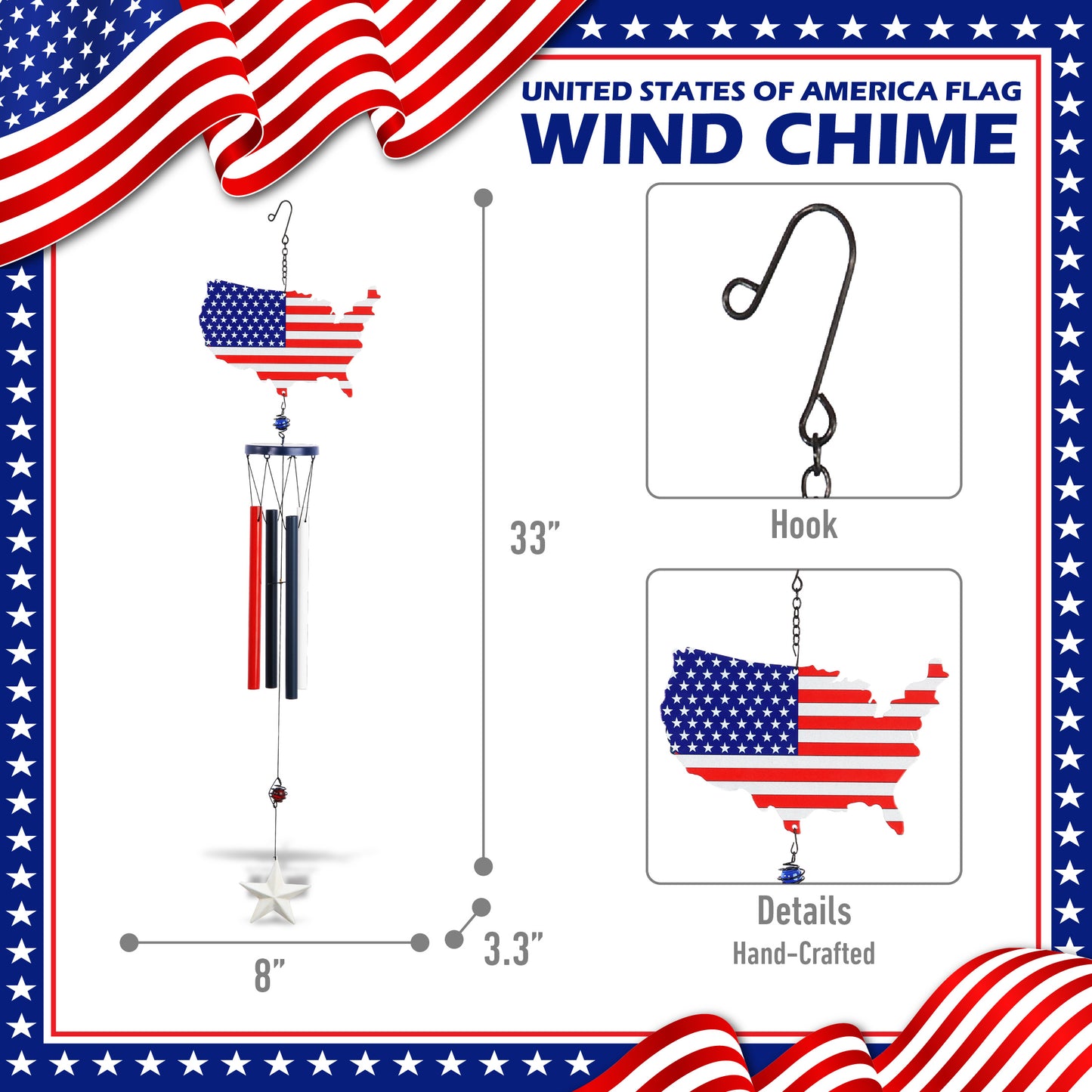 WIND CHIME - USA MAP FLAG