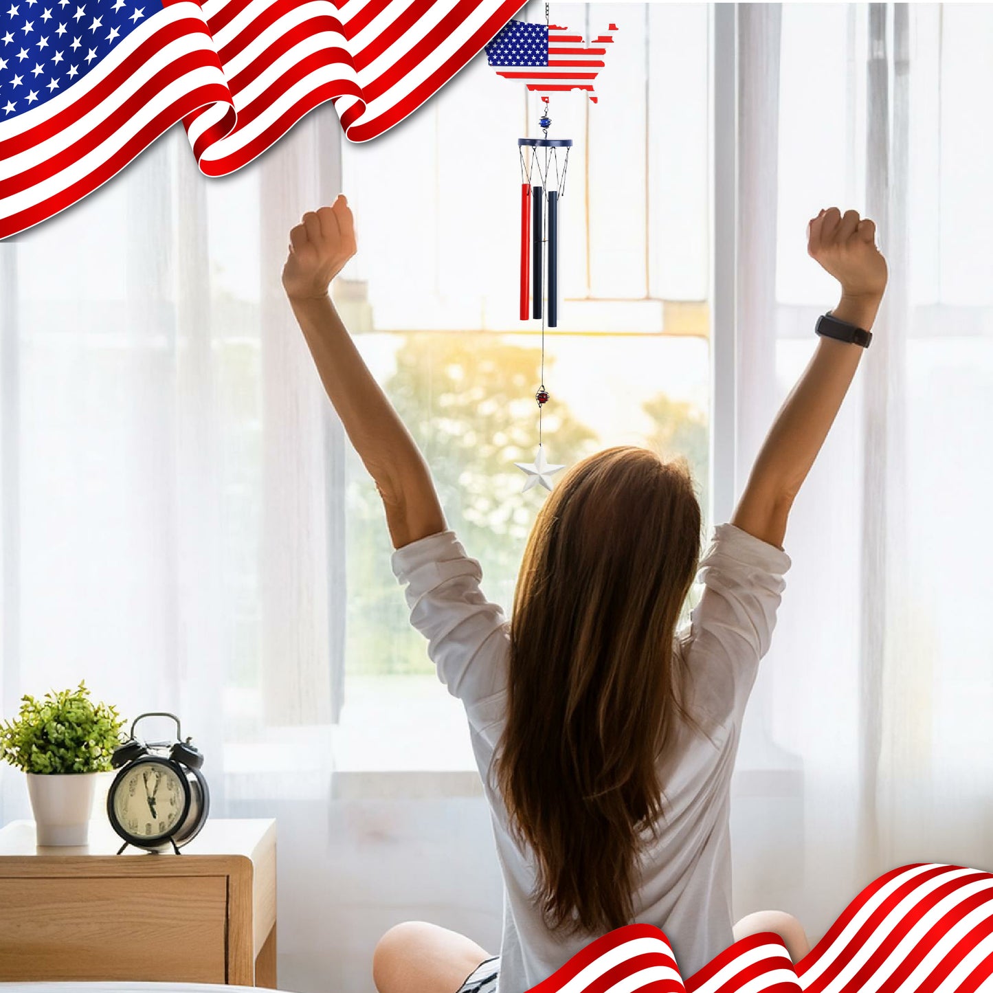 WIND CHIME - USA MAP FLAG