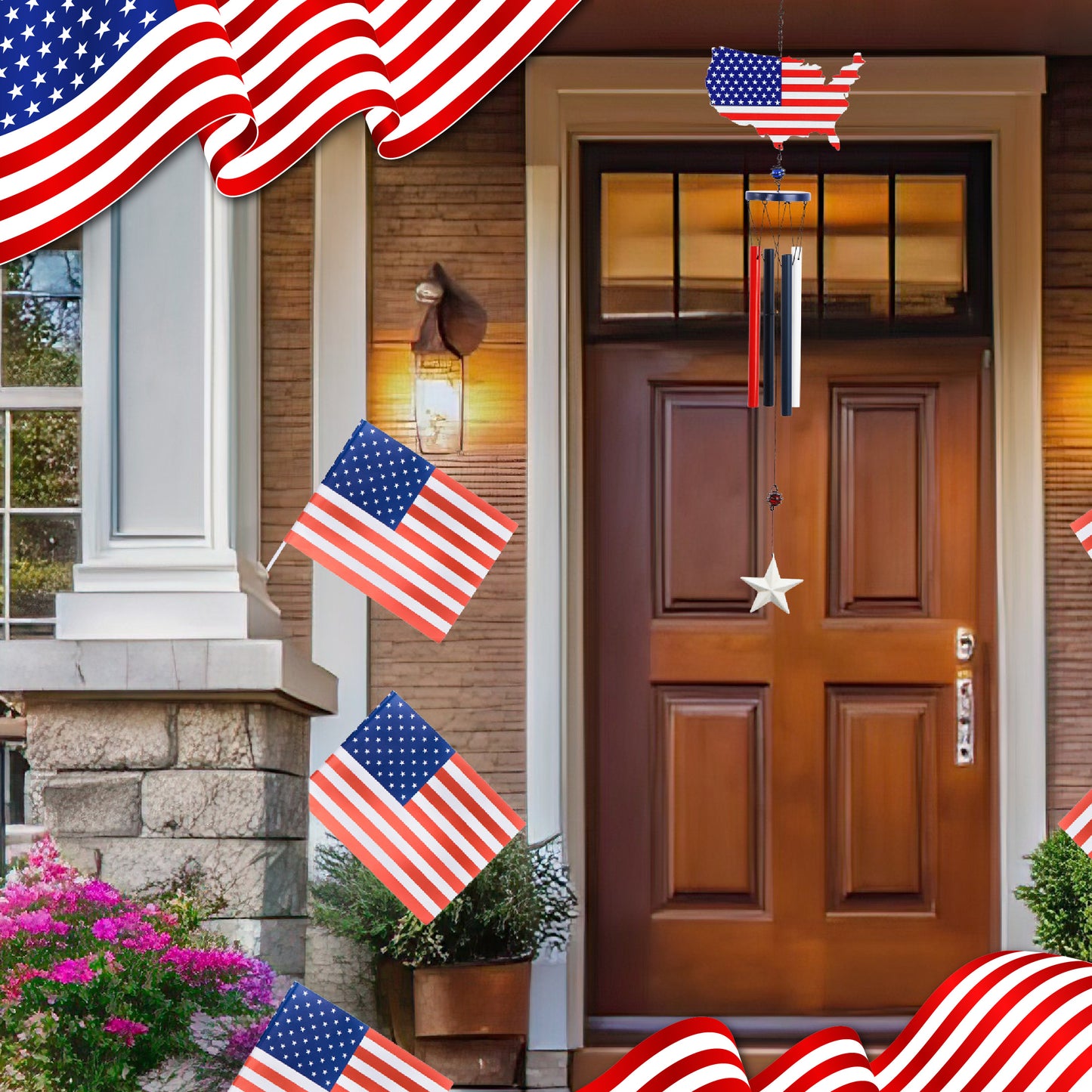 WIND CHIME - USA MAP FLAG