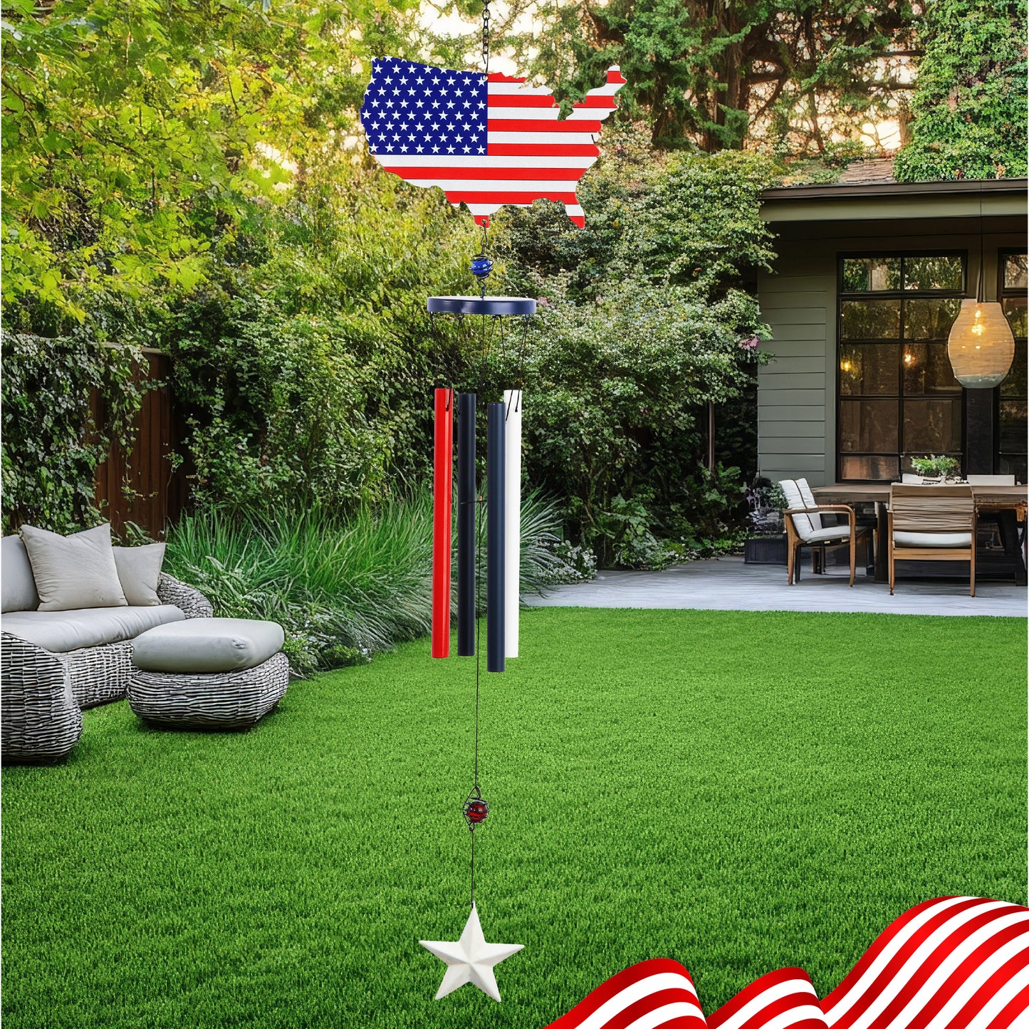 WIND CHIME - USA MAP FLAG
