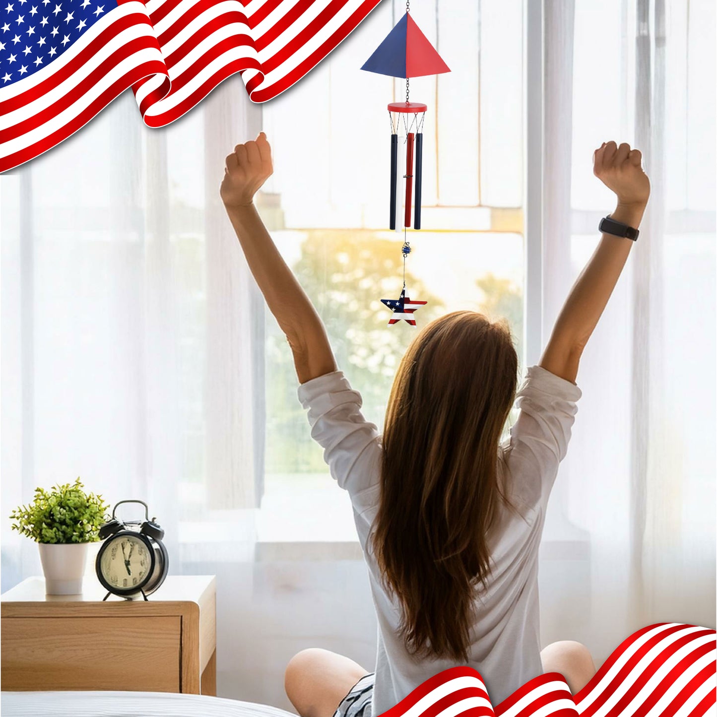 WIND CHIME - TRIANGLE USA FLAG