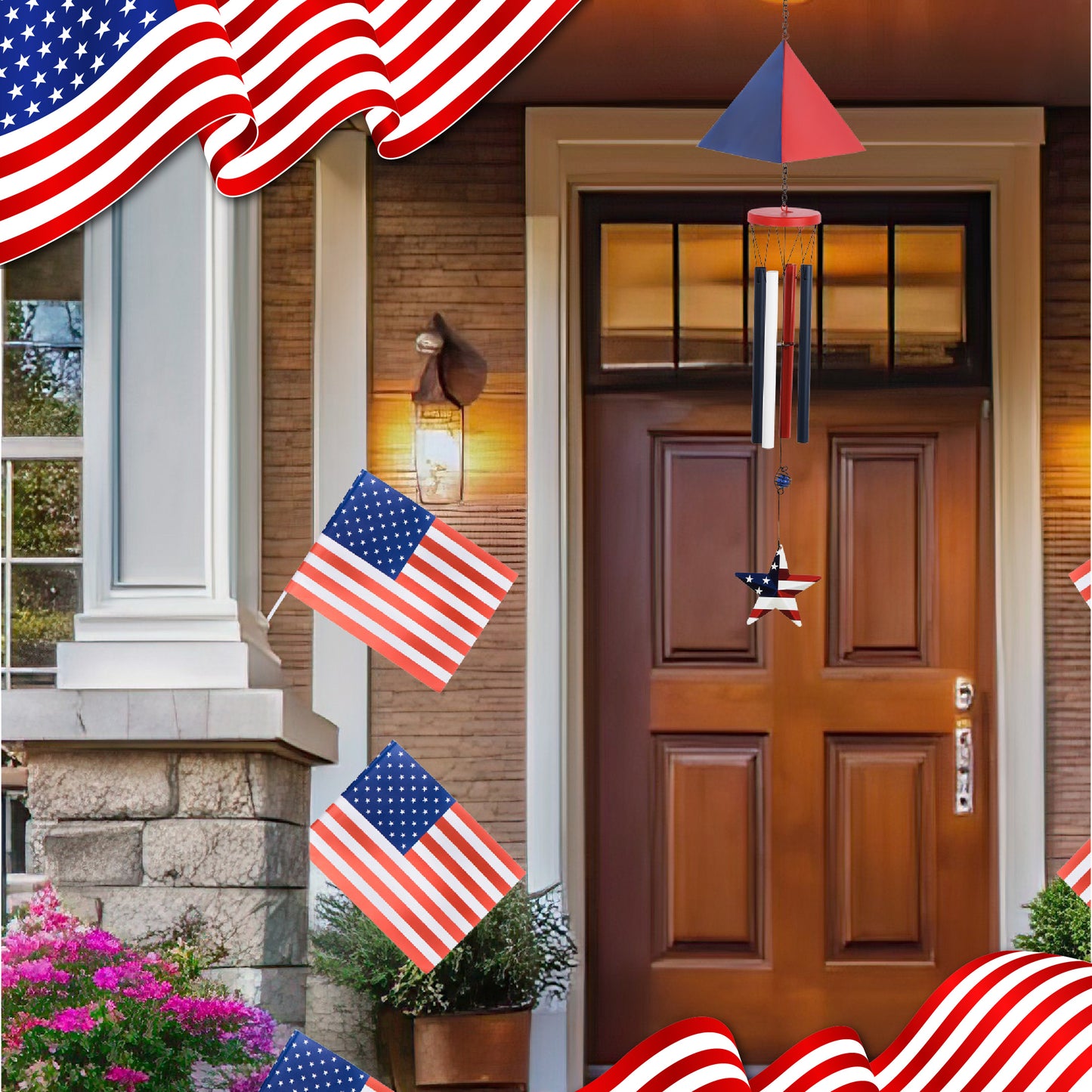 WIND CHIME - TRIANGLE USA FLAG