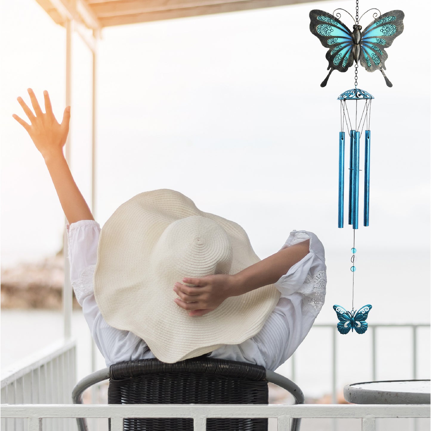 WIND CHIME - BLUE RUSTIC BUTTERFLY