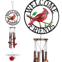 WIND CHIME - WELCOME FRIENDS - RED CARDINAL