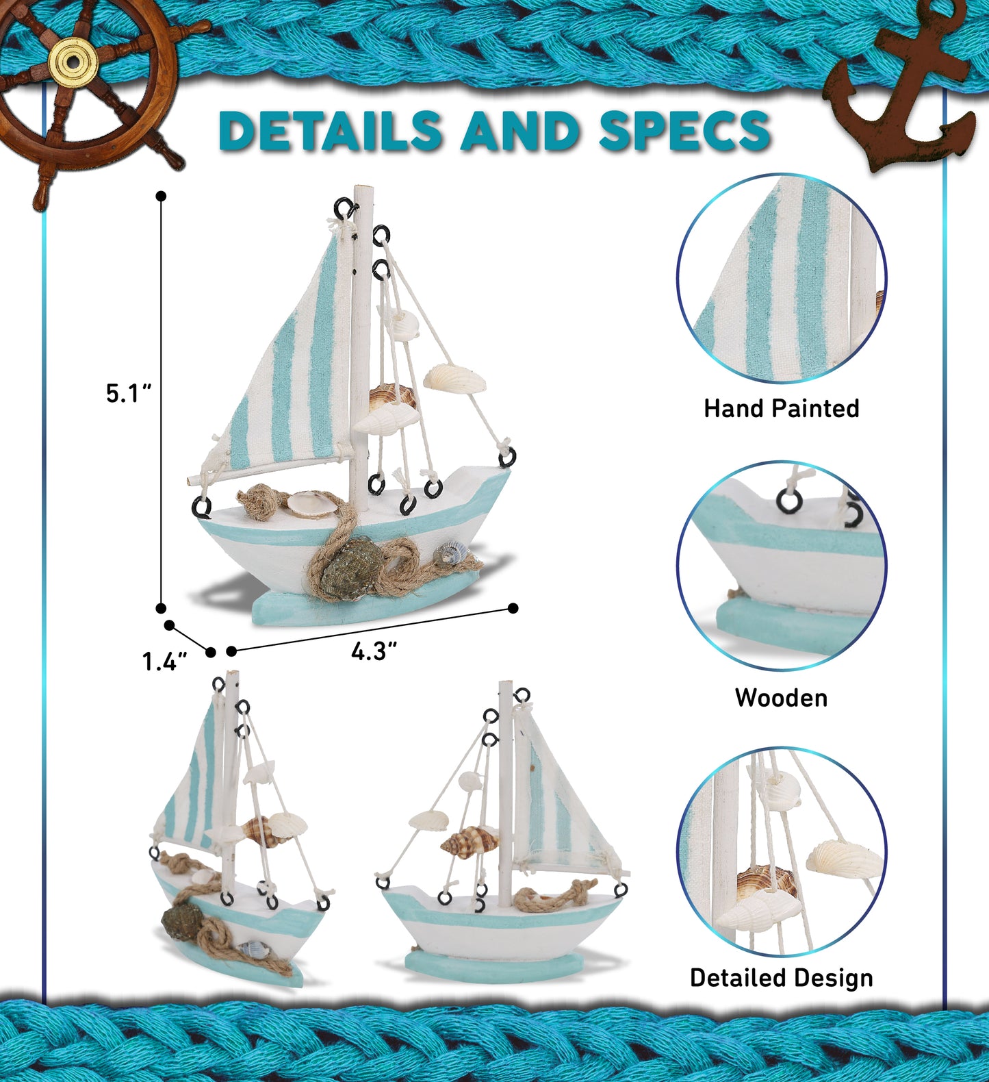 NAUTICAL DECOR - OCEANIC MINI SAILBOAT