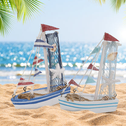 NAUTICAL DECOR - BLUE MIST MINI SAILBOATS - SET OF 2
