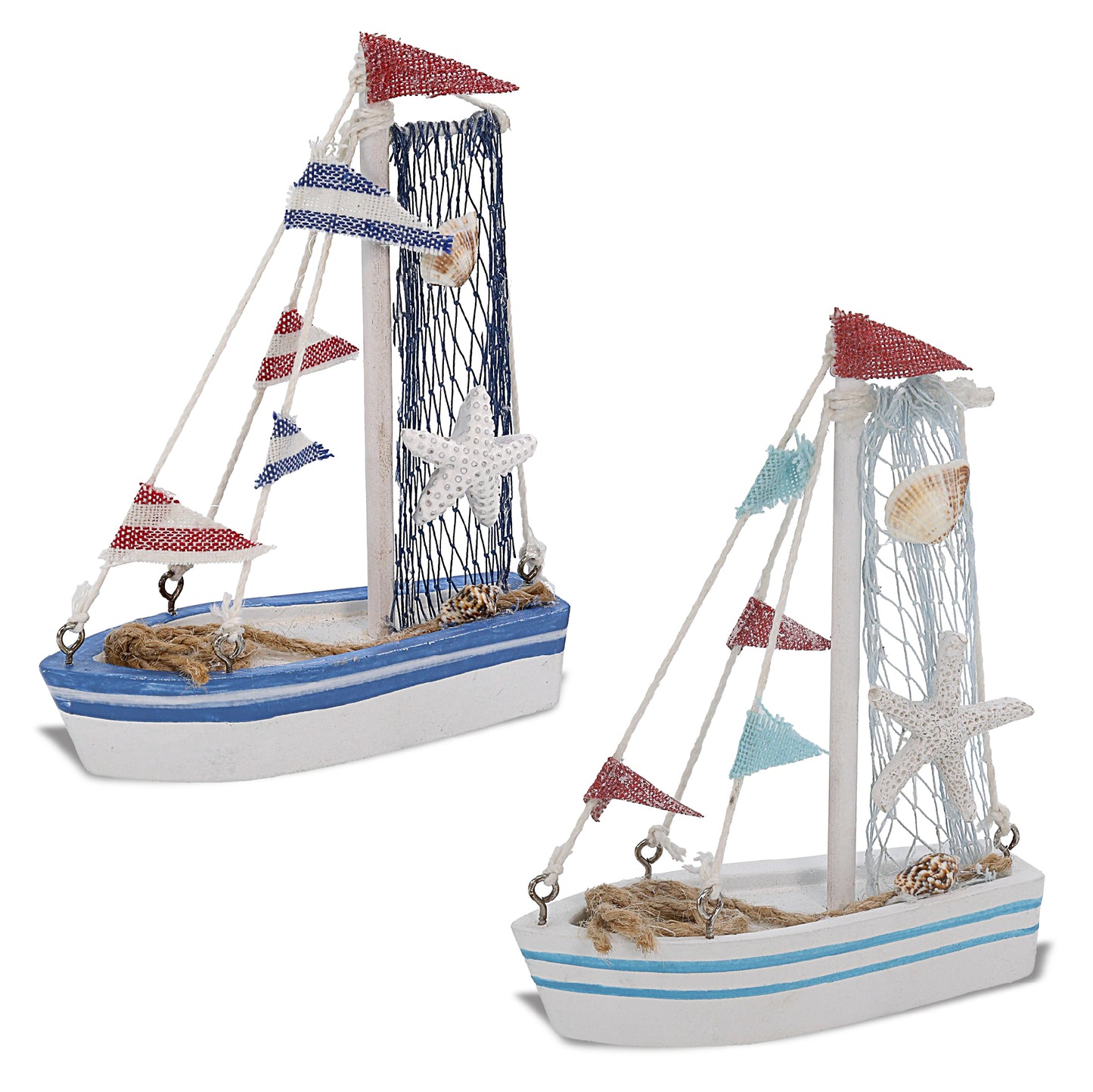 NAUTICAL DECOR - BLUE MIST MINI SAILBOATS - SET OF 2