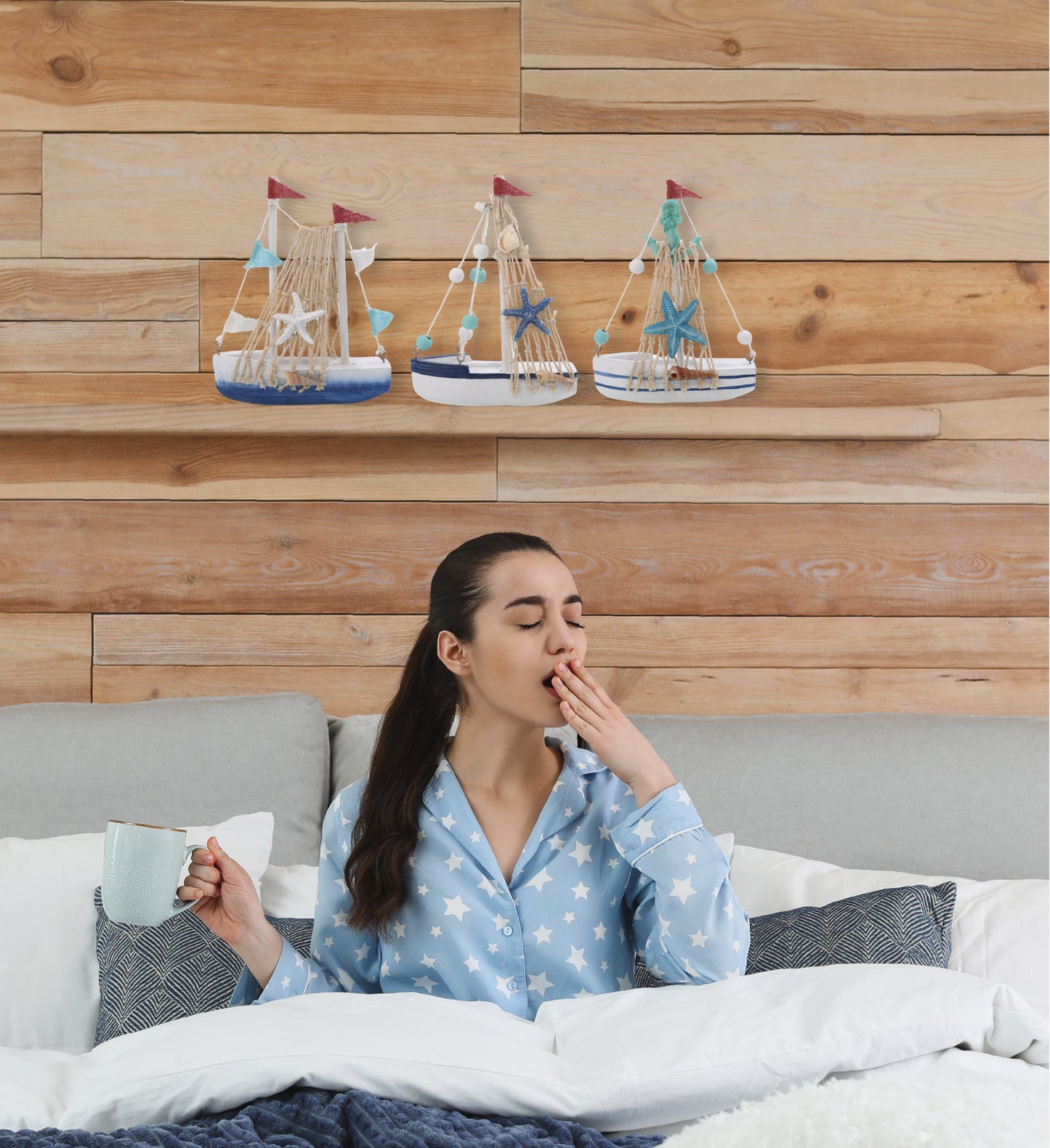 NAUTICAL DECOR - OCEAN BLUE MINI SAILBOATS - SET OF 3