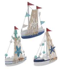 NAUTICAL DECOR - OCEAN BLUE MINI SAILBOATS - SET OF 3