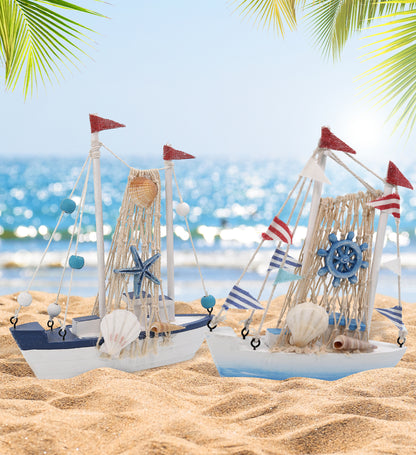 NAUTICAL DECOR - OCEAN BLUE SMALL SAILBOATS - SET OF 2