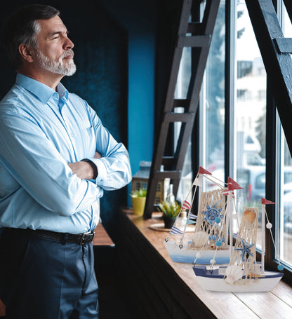 NAUTICAL DECOR - OCEAN BLUE SMALL SAILBOATS - SET OF 2
