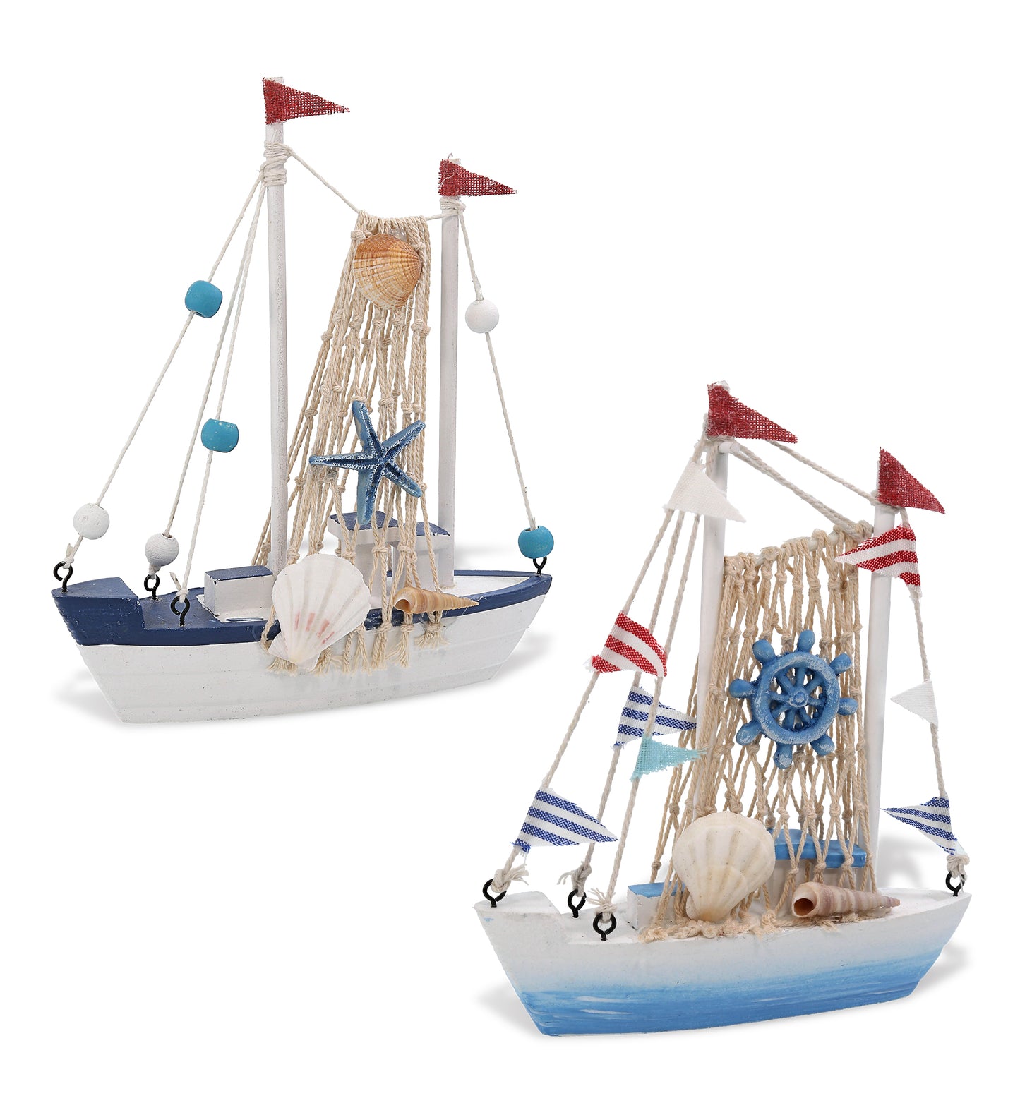 NAUTICAL DECOR - OCEAN BLUE SMALL SAILBOATS - SET OF 2
