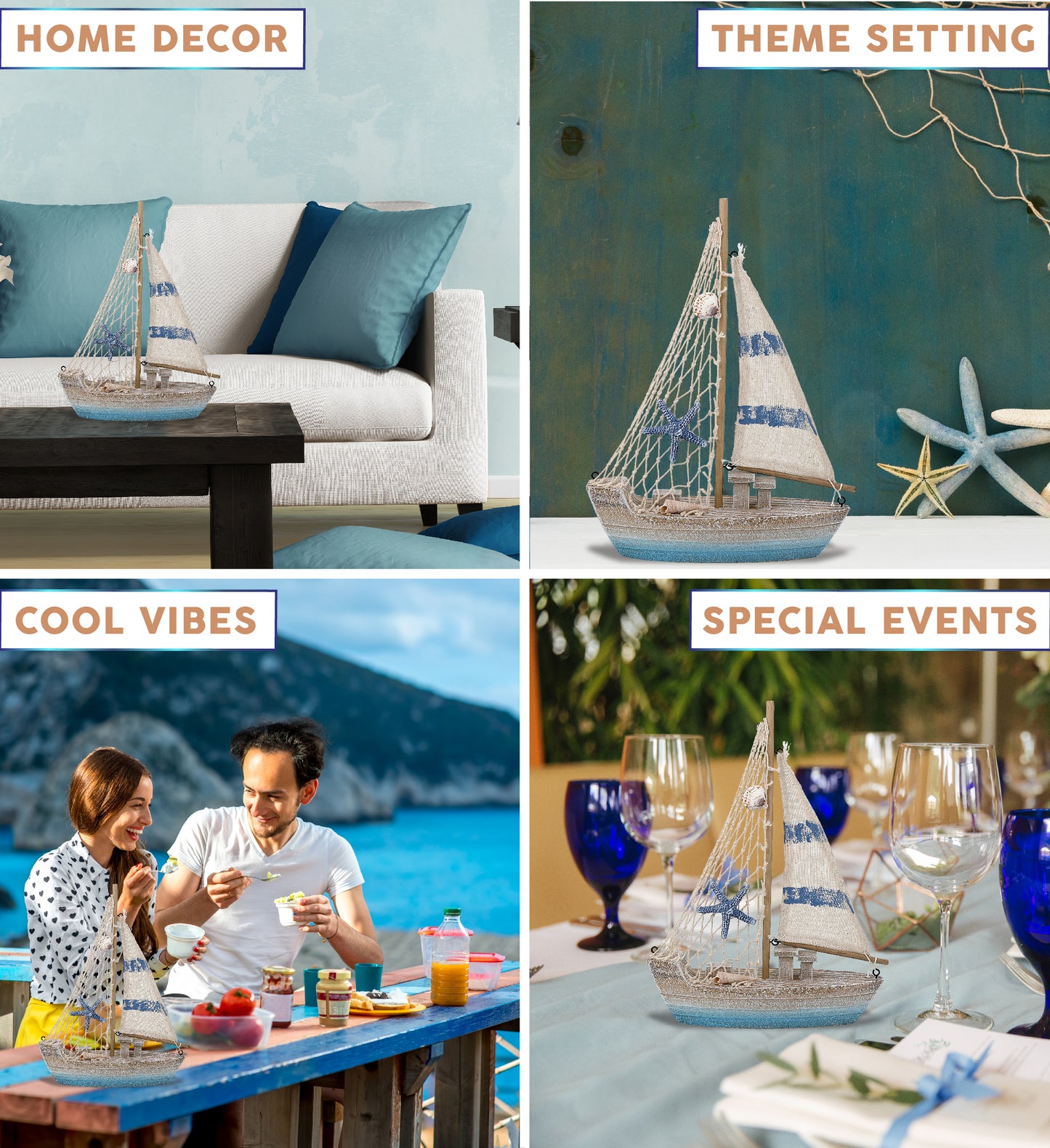 NAUTICAL DECOR - BLUE WAVE SAILBOAT