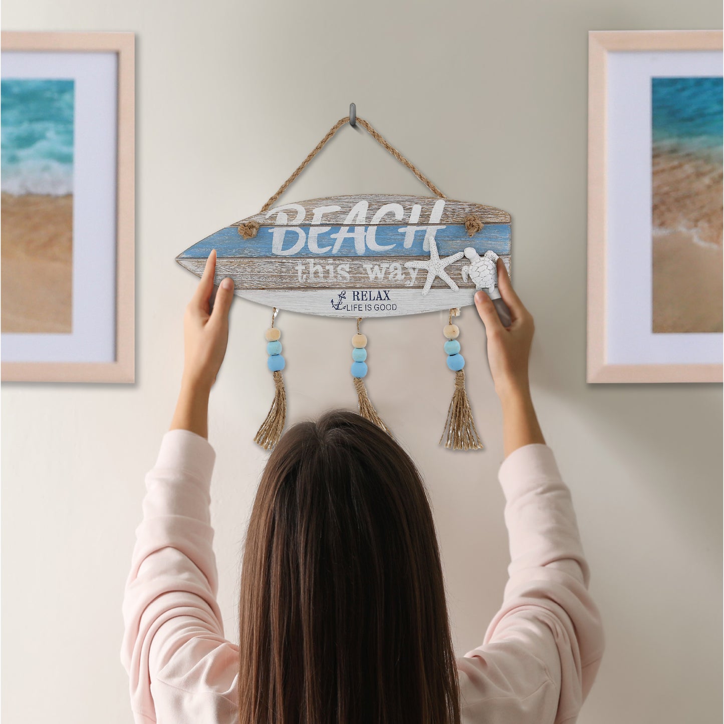 NAUTICAL DECOR - AQUA SKY BEACH WALL SIGN