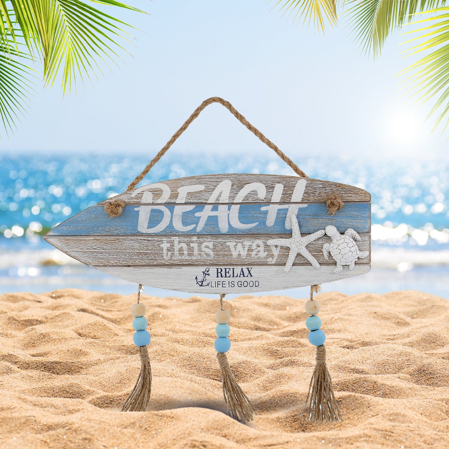 NAUTICAL DECOR - AQUA SKY BEACH WALL SIGN